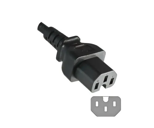 Netzkabel CEE 7/7 auf Warmgerätestecker C15, 5m CEE 7/7 90°/IEC 60320-C15, 1mm², VDE, schwarz